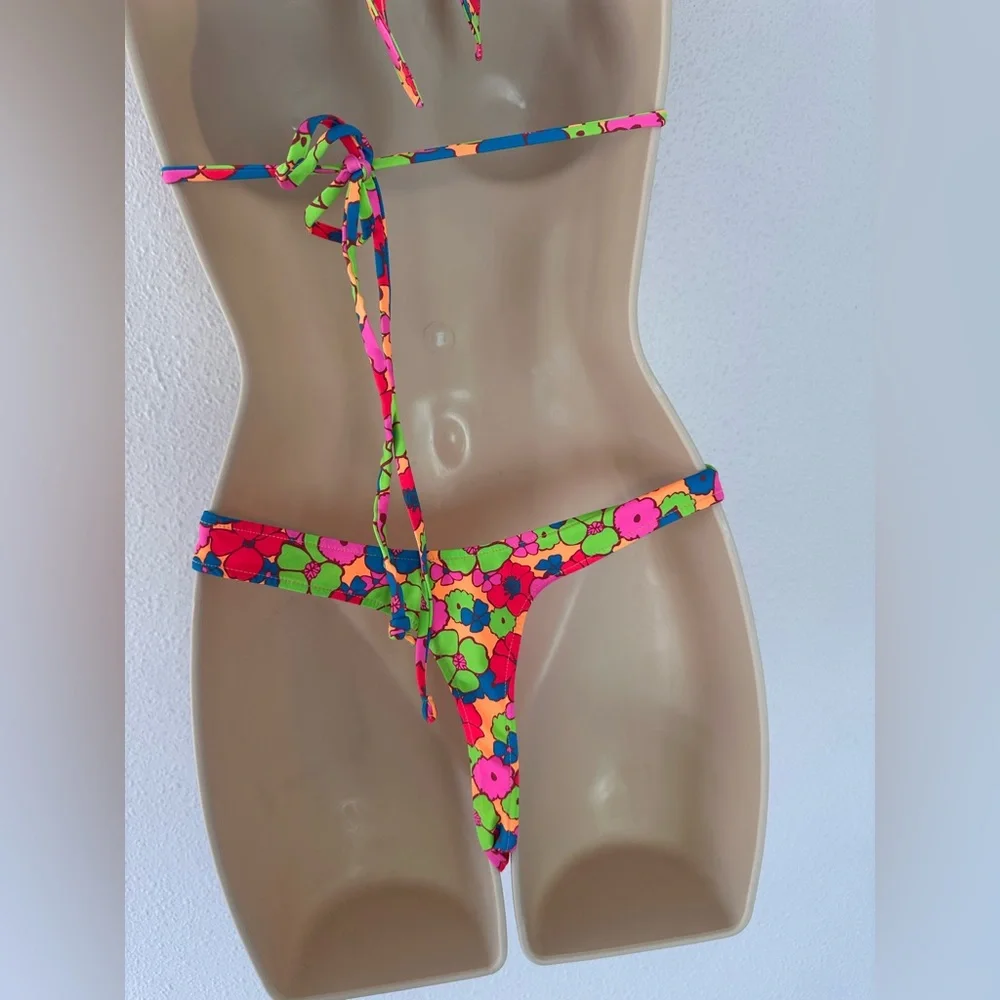 Frankies bikinis bright floral bikini L top S bottom
